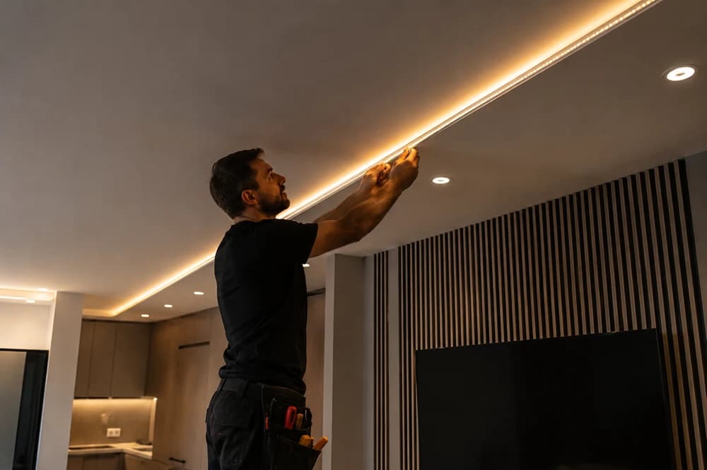 Modern LED aydınlatma sistemi montajı